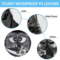 Black Polynesia Spare Tire Cover Tribal Pattern Tropical Frangipani LT14 - Polynesian Pride