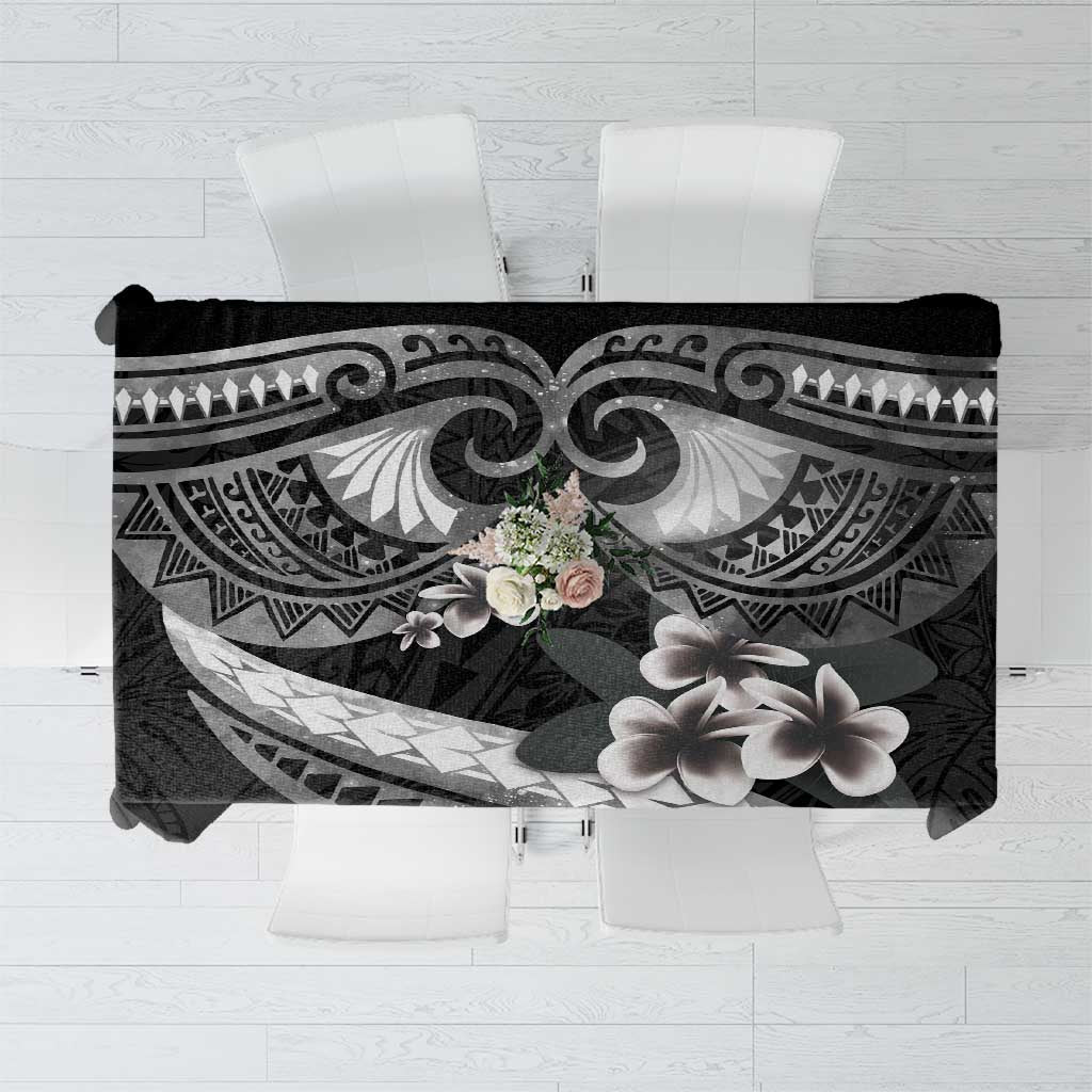 Black Polynesia Tablecloth Tribal Pattern Tropical Frangipani LT14 Black - Polynesian Pride