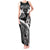 Black Polynesia Tank Maxi Dress Tribal Pattern Tropical Frangipani