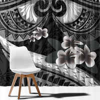 Black Polynesia Window Curtain Tribal Pattern Tropical Frangipani LT14 - Polynesian Pride