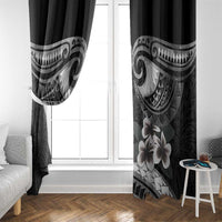 Black Polynesia Window Curtain Tribal Pattern Tropical Frangipani LT14 - Polynesian Pride