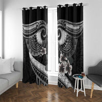 Black Polynesia Window Curtain Tribal Pattern Tropical Frangipani LT14 With Grommets Black - Polynesian Pride