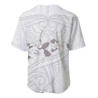 White Polynesia Baseball Jersey Tribal Pattern Tropical Frangipani