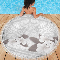 White Polynesia Beach Blanket Tribal Pattern Tropical Frangipani LT14 - Polynesian Pride