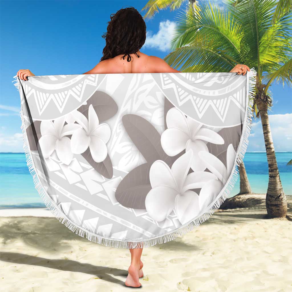White Polynesia Beach Blanket Tribal Pattern Tropical Frangipani LT14 - Polynesian Pride
