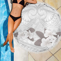 White Polynesia Beach Blanket Tribal Pattern Tropical Frangipani LT14 - Polynesian Pride