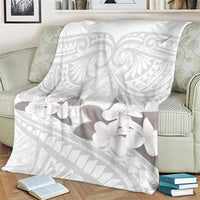 White Polynesia Blanket Tribal Pattern Tropical Frangipani LT14 - Polynesian Pride