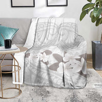 White Polynesia Blanket Tribal Pattern Tropical Frangipani LT14 - Polynesian Pride