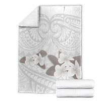 White Polynesia Blanket Tribal Pattern Tropical Frangipani LT14 - Polynesian Pride