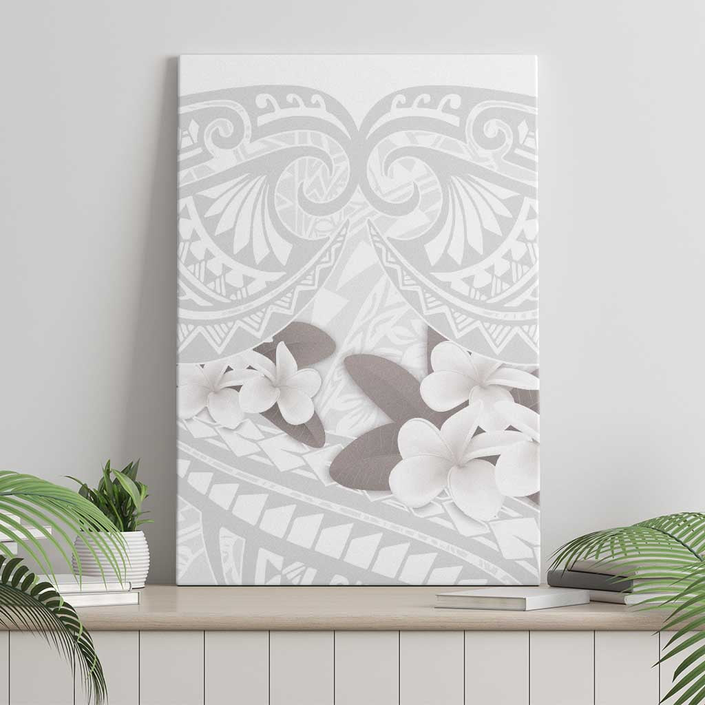 White Polynesia Canvas Wall Art Tribal Pattern Tropical Frangipani LT14 - Polynesian Pride