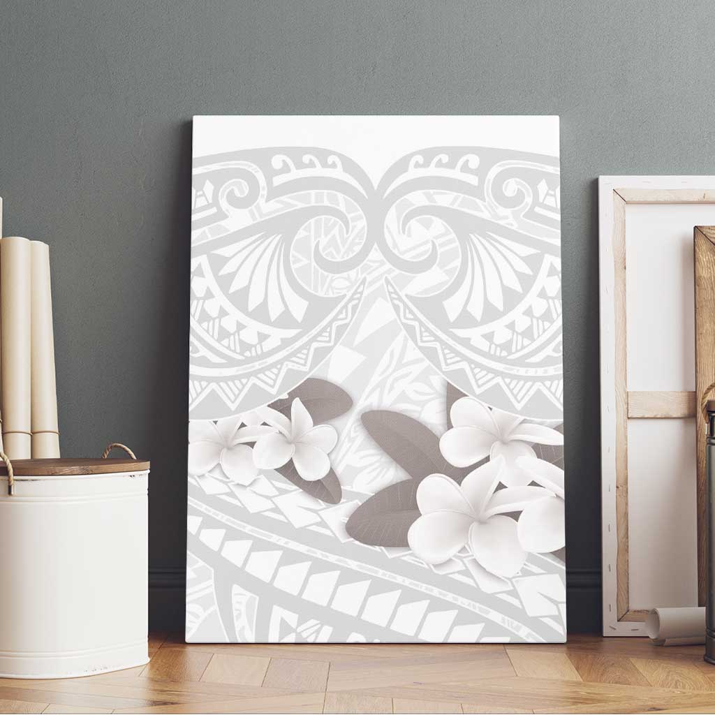 White Polynesia Canvas Wall Art Tribal Pattern Tropical Frangipani LT14 - Polynesian Pride