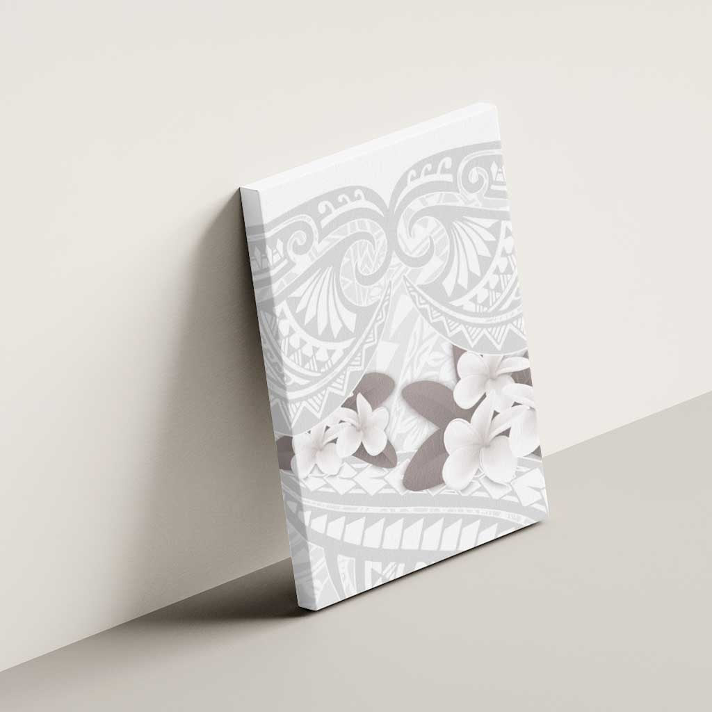 White Polynesia Canvas Wall Art Tribal Pattern Tropical Frangipani LT14 - Polynesian Pride