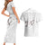 White Polynesia Couples Matching Short Sleeve Bodycon Dress and Hawaiian Shirt Tribal Pattern Tropical Frangipani