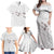 White Polynesia Family Matching Off Shoulder Maxi Dress and Hawaiian Shirt Tribal Pattern Tropical Frangipani