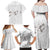 White Polynesia Family Matching Off Shoulder Maxi Dress and Hawaiian Shirt Tribal Pattern Tropical Frangipani