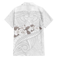 White Polynesia Family Matching Off Shoulder Short Dress and Hawaiian Shirt Tribal Pattern Tropical Frangipani LT14 - Polynesian Pride