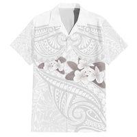White Polynesia Family Matching Puletasi and Hawaiian Shirt Tribal Pattern Tropical Frangipani