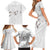 White Polynesia Family Matching Short Sleeve Bodycon Dress and Hawaiian Shirt Tribal Pattern Tropical Frangipani