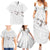 White Polynesia Family Matching Summer Maxi Dress and Hawaiian Shirt Tribal Pattern Tropical Frangipani