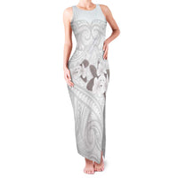 White Polynesia Family Matching Tank Maxi Dress and Hawaiian Shirt Tribal Pattern Tropical Frangipani LT14 Mom's Dress White - Polynesian Pride