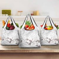 White Polynesia Grocery Bag Tribal Pattern Tropical Frangipani LT14 3-pack One Size White - Polynesian Pride