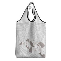 White Polynesia Grocery Bag Tribal Pattern Tropical Frangipani LT14 - Polynesian Pride