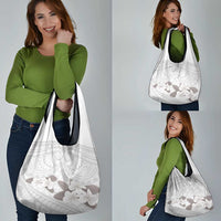 White Polynesia Grocery Bag Tribal Pattern Tropical Frangipani LT14 - Polynesian Pride