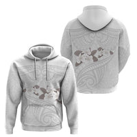 White Polynesia Hoodie Tribal Pattern Tropical Frangipani