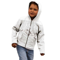 White Polynesia Kid Hoodie Tribal Pattern Tropical Frangipani