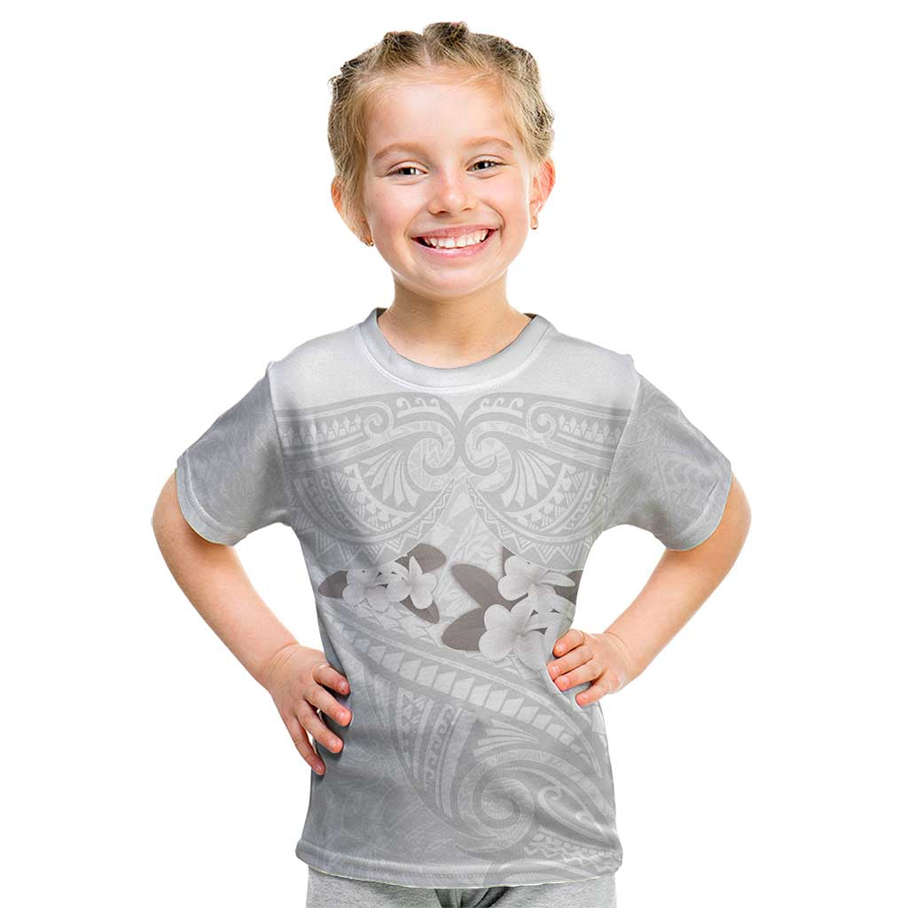 White Polynesia Kid T Shirt Tribal Pattern Tropical Frangipani
