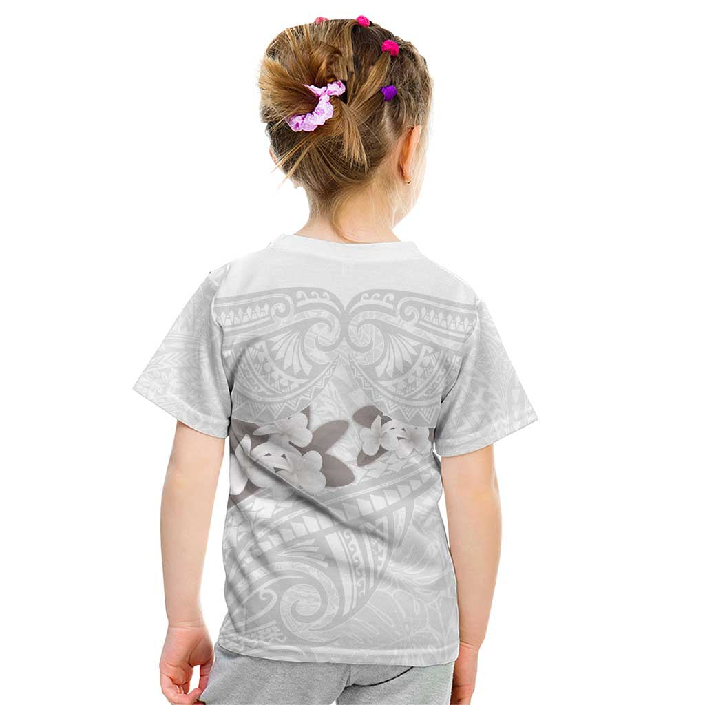 White Polynesia Kid T Shirt Tribal Pattern Tropical Frangipani
