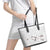 White Polynesia Leather Tote Bag Tribal Pattern Tropical Frangipani