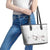 White Polynesia Leather Tote Bag Tribal Pattern Tropical Frangipani