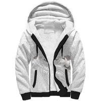 White Polynesia Sherpa Hoodie Tribal Pattern Tropical Frangipani LT14 Unisex White - Polynesian Pride