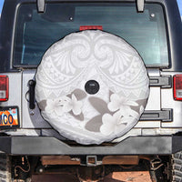 White Polynesia Spare Tire Cover Tribal Pattern Tropical Frangipani LT14 White - Polynesian Pride