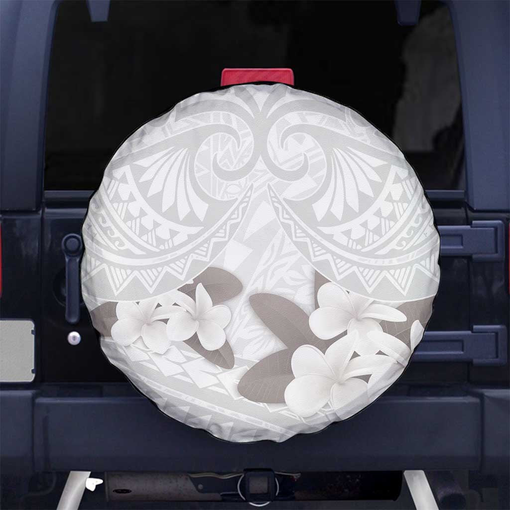 White Polynesia Spare Tire Cover Tribal Pattern Tropical Frangipani LT14 - Polynesian Pride