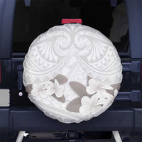 White Polynesia Spare Tire Cover Tribal Pattern Tropical Frangipani LT14 - Polynesian Pride
