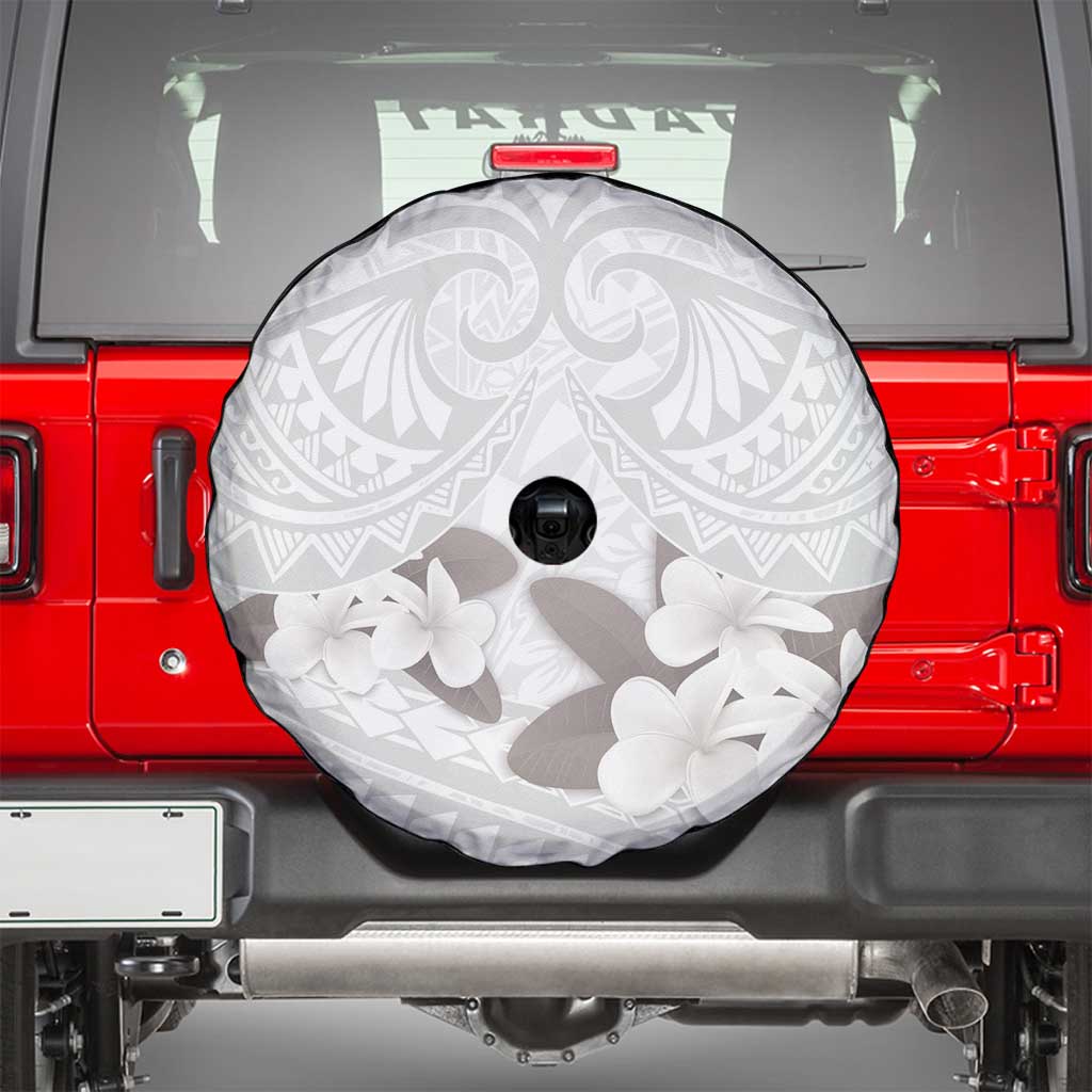 White Polynesia Spare Tire Cover Tribal Pattern Tropical Frangipani LT14 - Polynesian Pride
