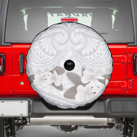 White Polynesia Spare Tire Cover Tribal Pattern Tropical Frangipani LT14 - Polynesian Pride
