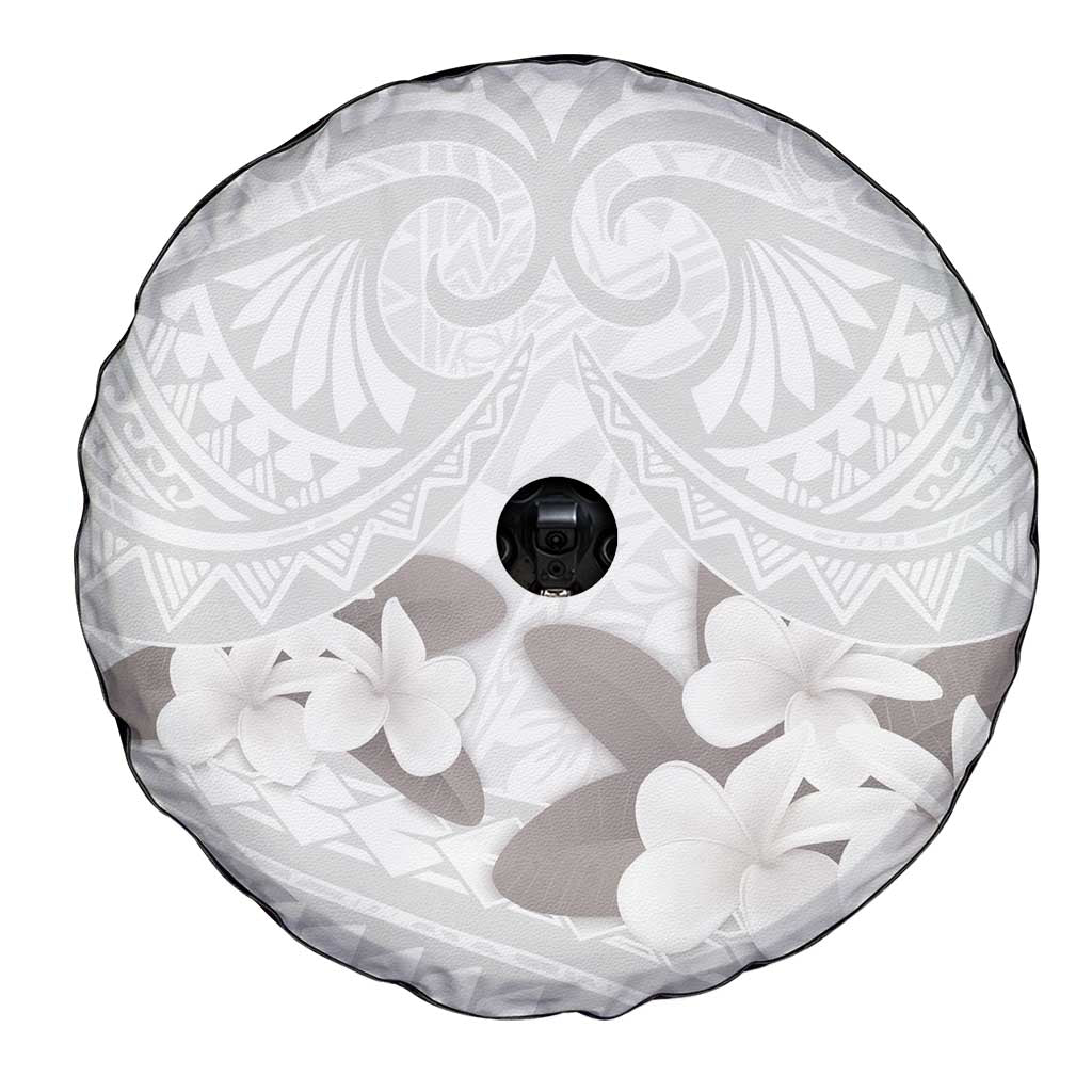 White Polynesia Spare Tire Cover Tribal Pattern Tropical Frangipani LT14 - Polynesian Pride