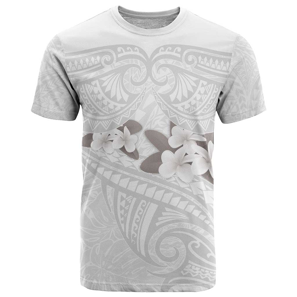 White Polynesia T Shirt Tribal Pattern Tropical Frangipani