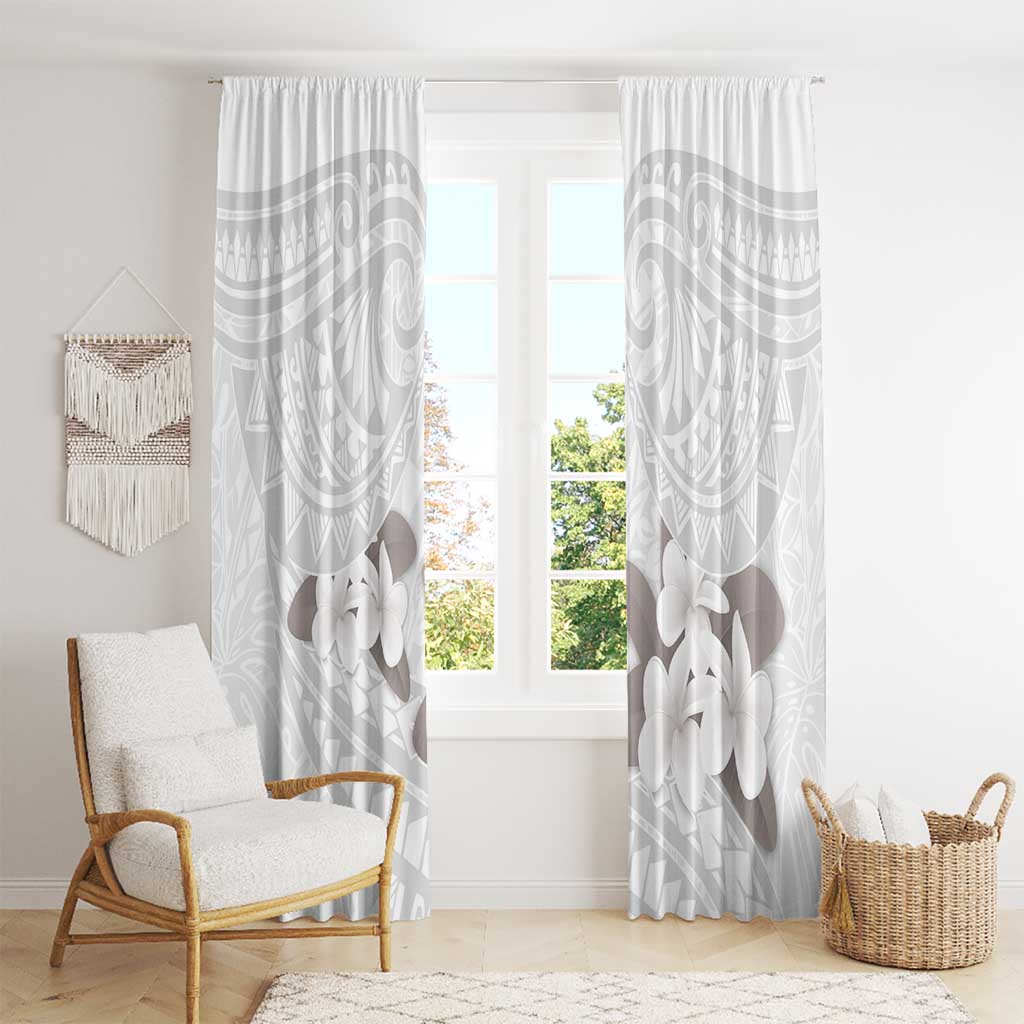White Polynesia Window Curtain Tribal Pattern Tropical Frangipani LT14 - Polynesian Pride