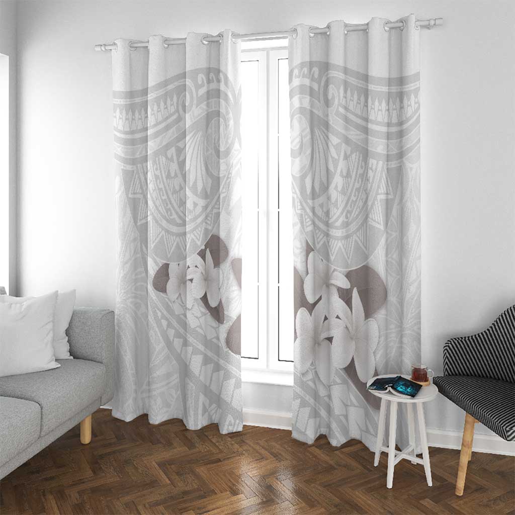 White Polynesia Window Curtain Tribal Pattern Tropical Frangipani LT14 With Grommets White - Polynesian Pride