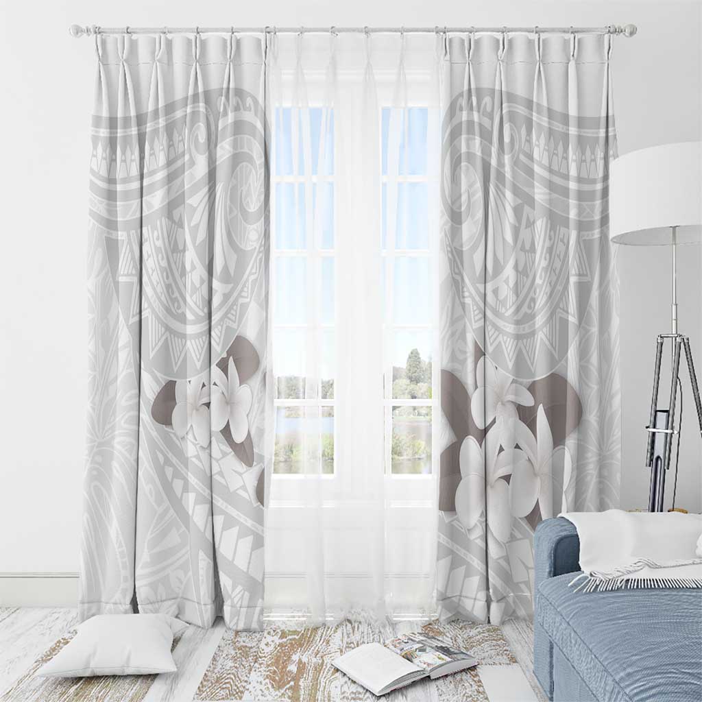 White Polynesia Window Curtain Tribal Pattern Tropical Frangipani LT14 - Polynesian Pride