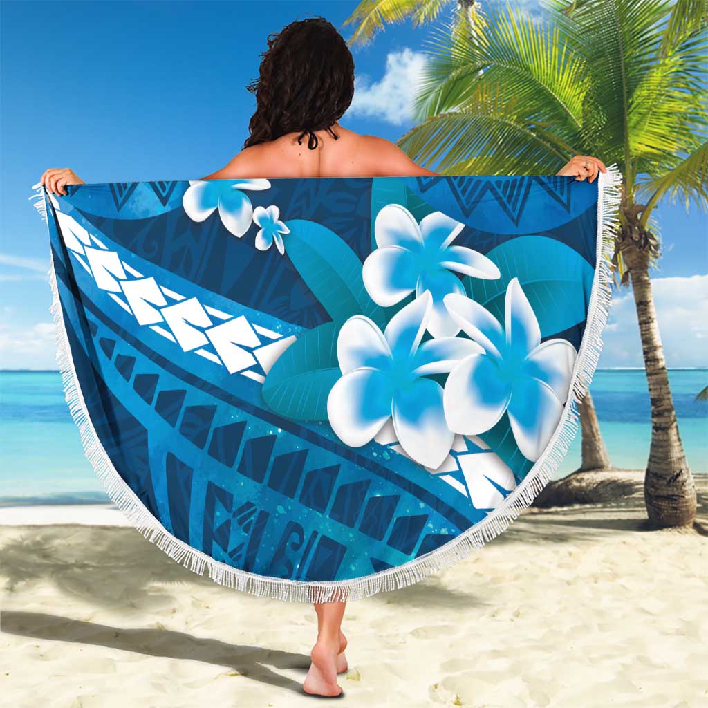 Blue Polynesia Beach Blanket Tribal Pattern Tropical Frangipani LT14 - Polynesian Pride