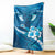 Blue Polynesia Blanket Tribal Pattern Tropical Frangipani