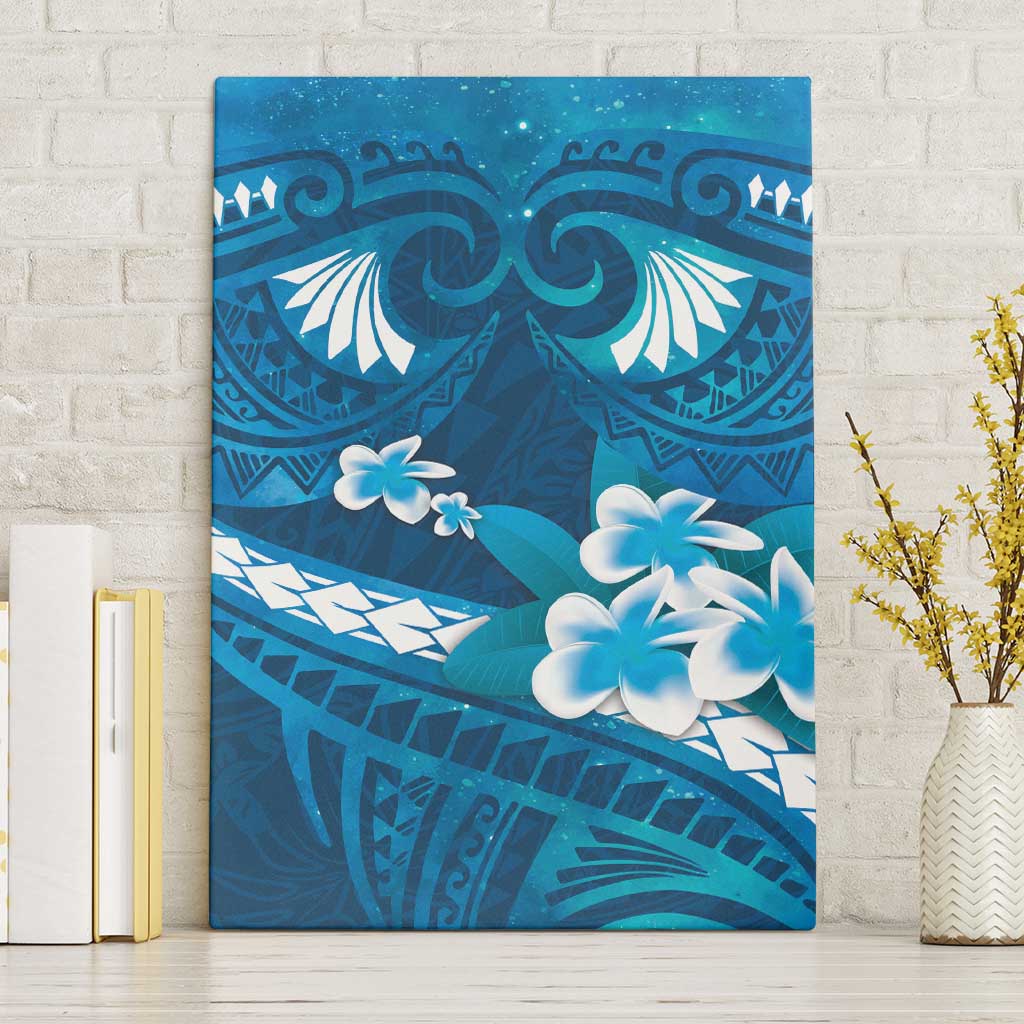 Blue Polynesia Canvas Wall Art Tribal Pattern Tropical Frangipani LT14 Without Frame Blue - Polynesian Pride
