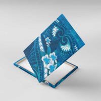 Blue Polynesia Canvas Wall Art Tribal Pattern Tropical Frangipani LT14 With Frame Blue - Polynesian Pride