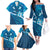 Blue Polynesia Family Matching Off The Shoulder Long Sleeve Dress and Hawaiian Shirt Tribal Pattern Tropical Frangipani