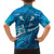 Blue Polynesia Family Matching Off Shoulder Short Dress and Hawaiian Shirt Tribal Pattern Tropical Frangipani